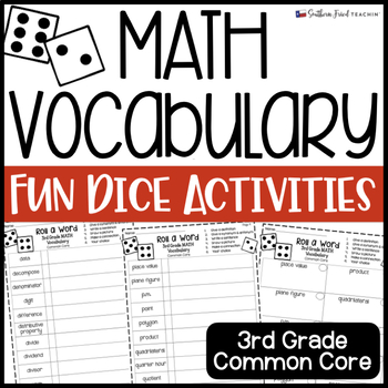 Preview of 3rd Grade Math Fun Interactive Vocabulary Dice Activity - EDITABLE