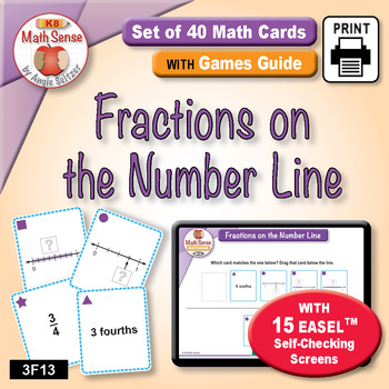 Preview of 3rd Grade Math Game Fractions on the Number Line & Self-Checking Easel 3F13