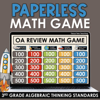 Preview of Paperless 3rd Grade Math Game | Math Test Prep | Spiral Review Algebra OA