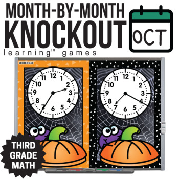 Preview of 3rd Grade Math Games - October Math Games - Halloween Knockout Games + More