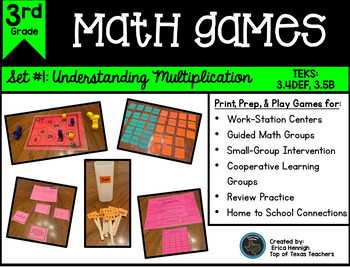 3rd Grade Math Games: Set 1--Understanding Multiplication TEKS 3.4DEF, 3.5B
