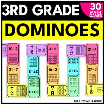 Preview of 3rd Grade Math Games Yearlong Bundle | Third Grade Dominoes