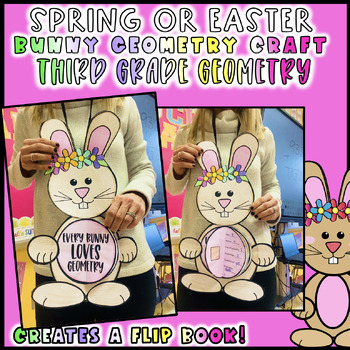 Preview of 3rd Grade Math Geometry Bunny Spring Easter Craft Bulletin Board February March