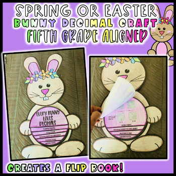 Preview of 5th Grade Math Fractions Bunny Spring Easter Craft Bulletin Board February March