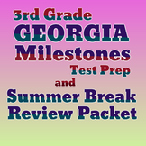 3rd Grade Math Georgia Milestones Test Prep and Summer Break Packet BUNDLE