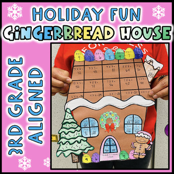 Preview of 3rd Grade Math Gingerbread Houses Christmas Winter Craft Multiplication/Division