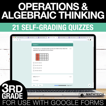 Preview of Multiplication & Division Google Form Math Assessments 3rd Grade Math Test Prep