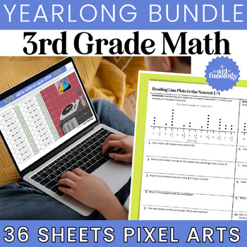 Preview of 3rd Grade Math Google Sheet Pixel Art GROWING Bundle