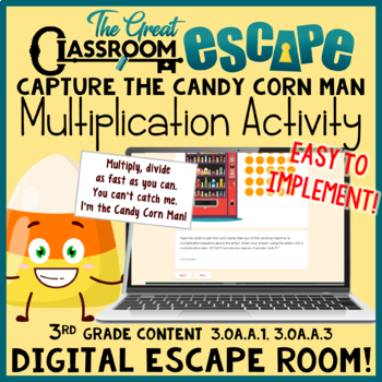 Preview of 3rd Grade Math Halloween or Fall Multiplication Digital Escape Room