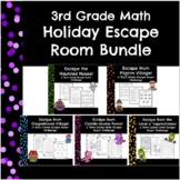 3rd Grade Math Holiday Escape Room Bundle