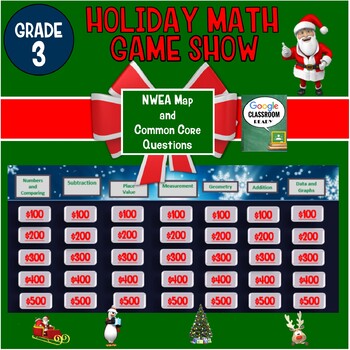 Preview of 3rd Grade Math Holiday Game Show for NWEA MAP and Common Core Practice