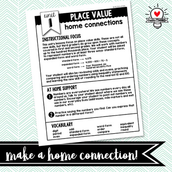 Preview of 3rd Grade Math Home Connection parent communication tool