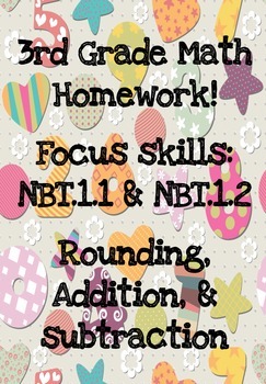 Preview of 3rd Grade Math Homework BUNDLE NBT.1.1 & NBT.1.2