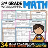 3rd Grade Math Homework Spiral Review Math Worksheets Pack