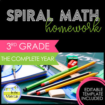 Preview of 3rd Grade Math Homework Spiral Review COMPLETE YEAR BUNDLE