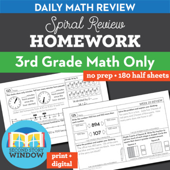 Preview of 3rd Grade Math Homework Spiral Review Printable + Digital