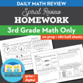 3rd Grade Math Homework Spiral Review Printable + Digital
