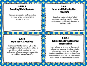 Preview of 3rd Grade Math "I CAN" Statements for Common Core State Standards (Third)