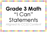 3rd Grade Math Content Standards "I Can" Statement Posters