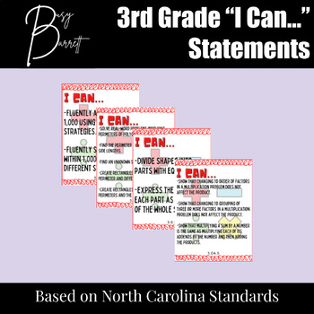 Preview of 3rd Grade: Math I Can Statements