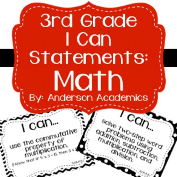 Preview of 3rd Grade "I Can" CCSS Statements: Math