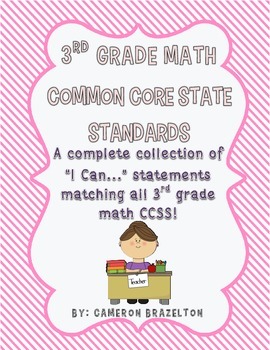 Preview of 3rd Grade Math "I Can..." Statements (CCSS Aligned)