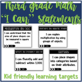 Third Grade Math I Can Statements - Kid friendly language,