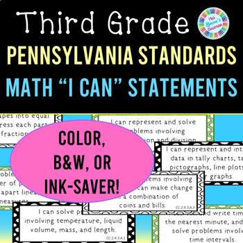 Preview of 3rd Grade Math I Can Statements | Pennsylvania Core Standards