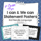 I Can Statements 3rd Grade Math Posters | I Can & We Can -
