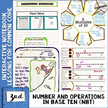 Preview of Interactive Math Notebook 3rd Grade Number and Operations in Base Ten NBT