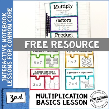 Preview of Multiplication Interactive Math Notebook 3rd Grade OA  FREE