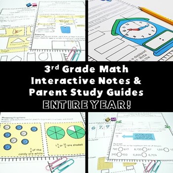 Preview of 3rd Grade Math Interactive Notes & Parent Study Guides {Digital & PDF}