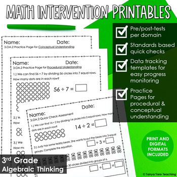 Preview of Math Intervention 3rd Grade Algebraic Thinking Printables Progress Monitoring