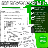 Math Intervention 3rd Grade Algebraic Thinking Printables 