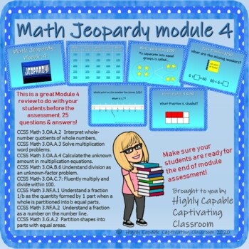 Preview of 3rd Grade Math Jeopardy Origo Module 4 review (virtual or in the classroom)