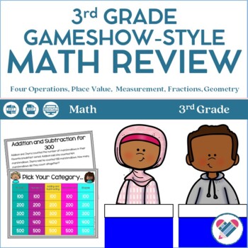 Preview of 3rd Grade Math Jeopardy-Style Review Game PRINT AND DIGITAL