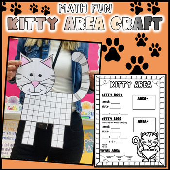 Preview of 3rd Grade Math Kitty Cat Area Craft Bulletin Board March, April, May Test Prep