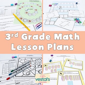Preview of 3rd Grade Math Lessons Plans - *NEW* 2023 Virginia SOL Aligned - ENTIRE YEAR!