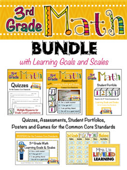 Preview of 3rd Grade Math Leveled Assessment BUNDLE for Differentiation Marzano Scales