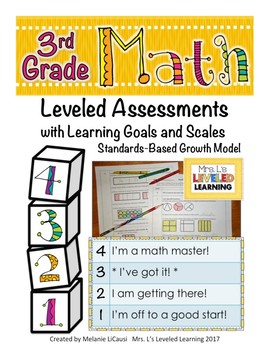 Preview of 3rd Grade Math Leveled Assessment for Differentiation Marzano Proficiency Scale
