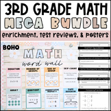 3rd Grade Math Mega Bundle -Quizzes, Boho Vocab Posters, T