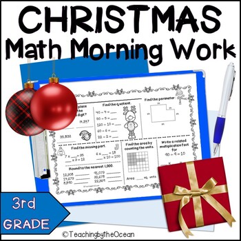 Preview of Christmas 3rd Grade Math Morning Work / Third Grade Spiral Review