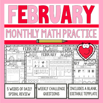 Preview of 3rd Grade Math Morning Work | February | 3rd Grade Math Spiral Review