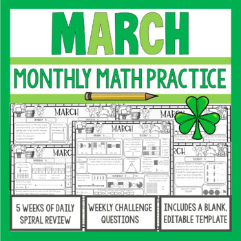 Preview of 3rd Grade Math Morning Work | March | 3rd Grade Math Spiral Review