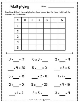 3rd Grade Math Multiplication Worksheet Packet with ...