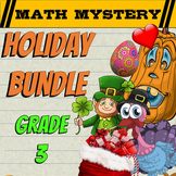 3rd Grade Math Mysteries Holiday Bundle: Fun Math Review A