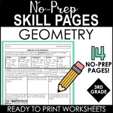 3rd Grade Math No-Prep Geometry Worksheets Attributes of S
