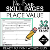 3rd Grade Math No-Prep Worksheets - Place Value and Roundi