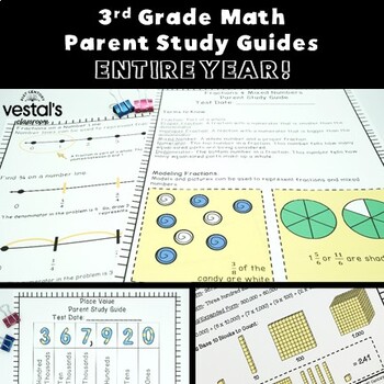 Preview of 3rd Grade Math Parent Study Guides Bundle- ENTIRE YEAR!