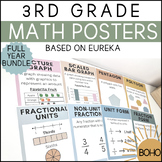 3rd Grade Math Posters Bundle - BOHO - FULL YEAR - Based o